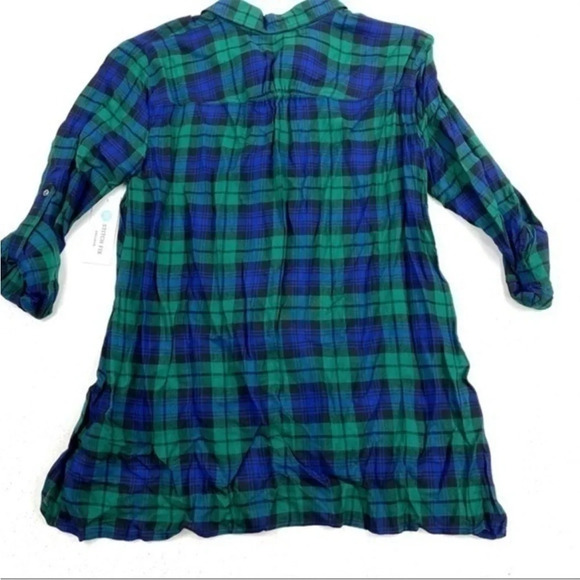 New Lila Li Cemone Plaid Shirt Blue Green - Picture 4 of 8